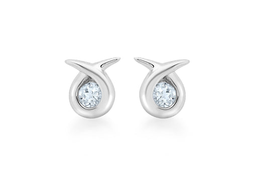 9ct White Gold Aquamarine Kiss Stud Earrings