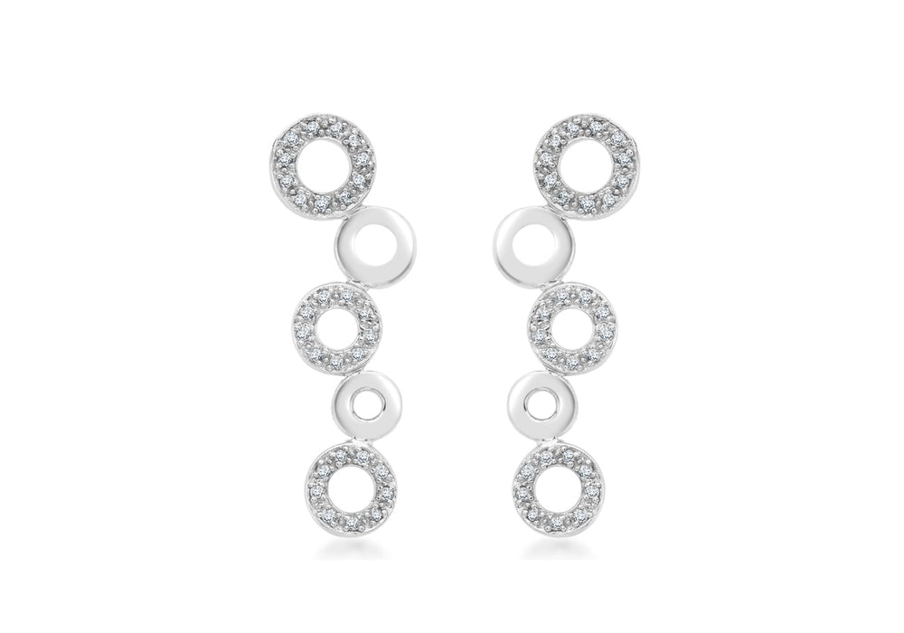 9ct White Gold 0.20t Diamond Circle Drop Earrings