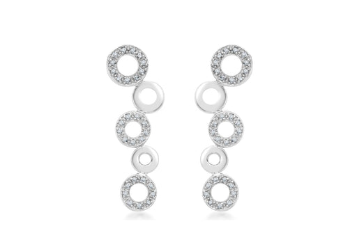 9ct White Gold 0.20t Diamond Circle Drop Earrings