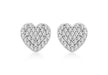 9ct White Gold 0.20t Pave Set Diamond 7mm x 7mm Heart Stud Earrings