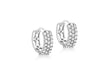 9ct White Gold Zirconia  3-Row Pave Set 12mm Huggy Earrings