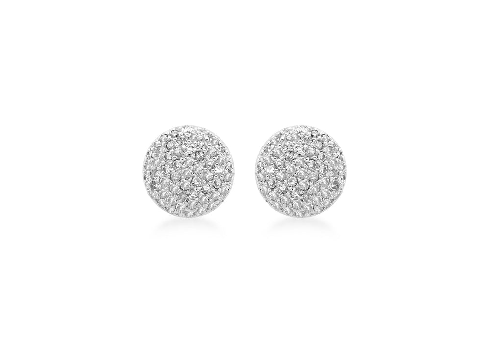 9ct White Gold 0.55t Pave Set Diamond 9mm Round Stud Earrings