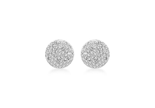 9ct White Gold 0.55t Pave Set Diamond 9mm Round Stud Earrings