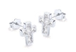 9ct White Gold Zirconia  Cross Stud Earrings