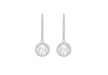 9ct White Gold Round Zirconia  9.4mm x 27mm Drop Earrings