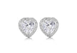 9ct White Gold Heart Zirconia  and Pave Set 9mm x 9mm Stud Earrings