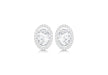 9ct White Gold Oval Zirconia  and Pave Set 9mm x 12mm Stud Earrings