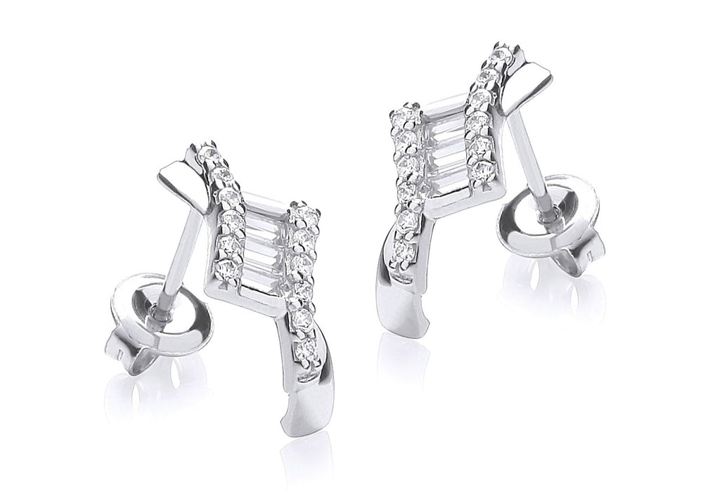 9ct White Gold Zirconia  Stud Earrings