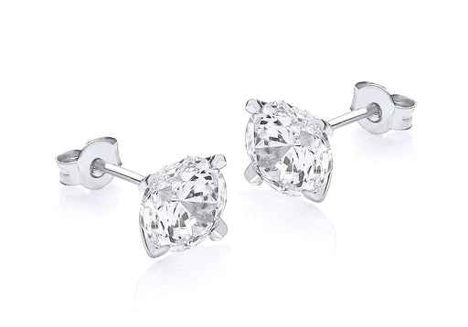 9ct White Gold Round Zirconia  8mm Stud Earrings