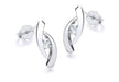 9ct White Gold Zirconia  4mm x 12mm Crossover Stud Earrings