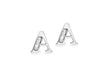 9ct White Gold Zirconia  7mm x 6mm 'A' Initial Stud Earrings