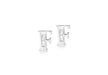 9ct White Gold Zirconia  5mm x 7mm 'F' Initial Stud Earrings