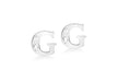 9ct White Gold Zirconia  6mm x 6mm 'G' Initial Stud Earrings