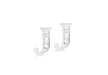 9ct White Gold Zirconia  4mm x 7mm 'J' Initial Stud Earrings