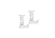 9ct White Gold Zirconia  5mm x 6mm 'L' Initial Stud Earrings