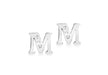 9ct White Gold Zirconia  8mm x 7mm 'M' Initial Stud Earrings