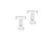 9ct White Gold Zirconia  5mm x 7mm 'T' Initial Stud Earrings