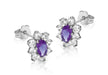 9ct White Gold Purple and White Zirconia  Marquise Cluster Stud Earrings