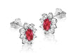 9ct White Gold Red and White Zirconia  Stud Marquise Cluster 7mm x 9mm Stud Earrings