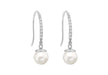 9ct White Gold Zirconia  and Pearl Drop Earrings