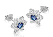 9ct White Gold Blue and White Zirconia  10mm x 10mm Flower Cluster Stud Earrings