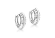 9ct White Gold Baguette Cut Zirconia  14mm Huggy Earrings