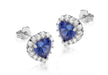 9ct White Gold Blue and White Zirconia  9mm x 9mm Heart Cluster Stud Earrings