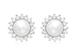 9ct White Gold 12mm Pearl and Zirconia  Cluster Stud Earrings