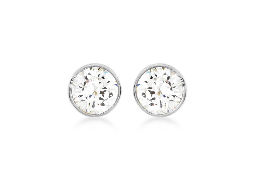 9ct White Gold 7mm Zirconia  Stud Earrings