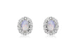 9ct White Gold 0.16t Diamond and Opal Cluster Stud Earrings