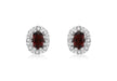 9ct White Gold 0.17t Diamond and Garnet Cluster Stud Earrings