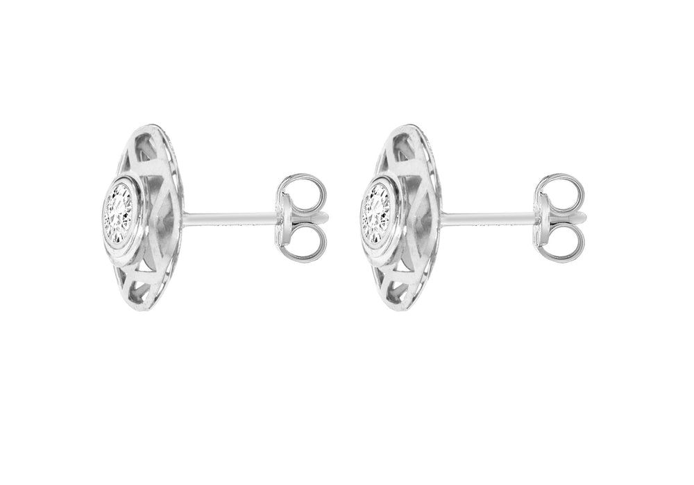 9ct White Gold 10mm Zirconia  and Star Stud Earrings