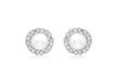 9ct White Gold 8mm Zirconia  and Pearl Stud Earrings