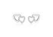 9ct White Gold Zirconia  10.5mm x 7.7mm Double-Heart Stud Earrings