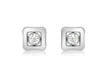 9ct White Gold Zirconia  5mm x 5mm Square Stud Earrings