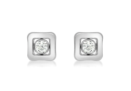 9ct White Gold Zirconia  5mm x 5mm Square Stud Earrings