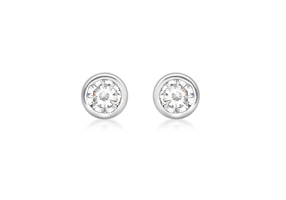 9ct White Gold 3mm Zirconia  Stud Earrings