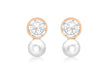 9ct Rose Gold Zirconia  and Pearl Drop 5mm x 10mm Stud Earrings