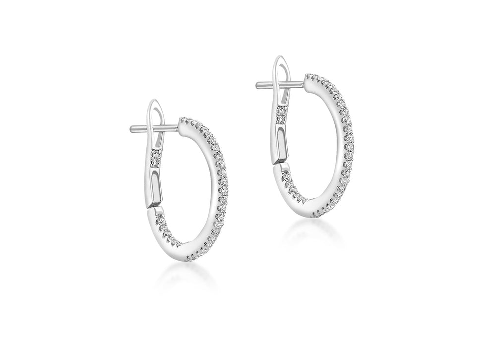 9ct White Gold 0.20t Diamond 14mm Hoop Earrings