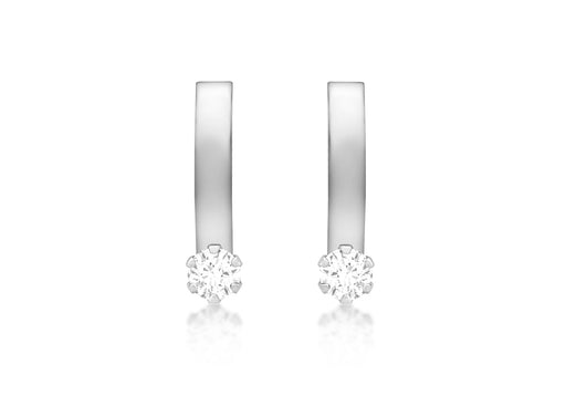 9ct White Gold Zirconia  2mm urve Bar Earrings