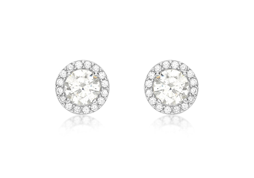 9ct White Gold Zirconia  7.7mm Stud Earrings