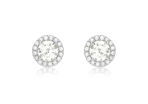 9ct White Gold Zirconia  7.7mm Stud Earrings