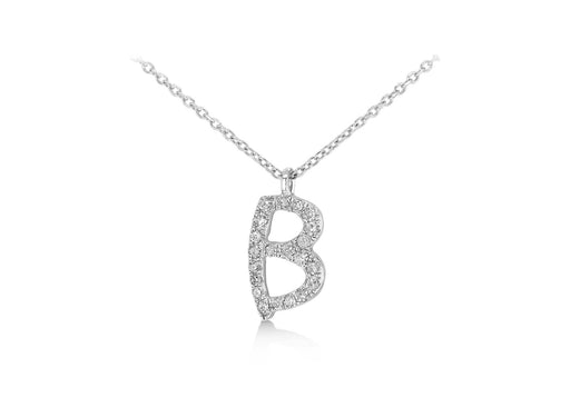 9ct White Gold 0.08ct Diamonds 'Initial B' Necklace