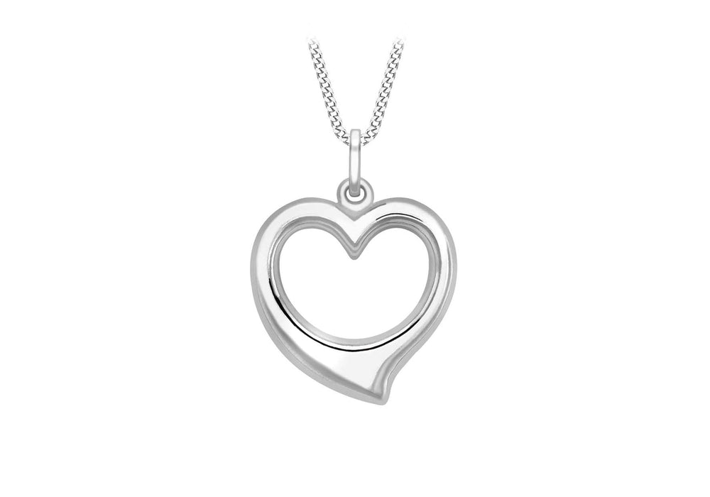 9ct White Gold 12mm x 7mm Heart Pendant