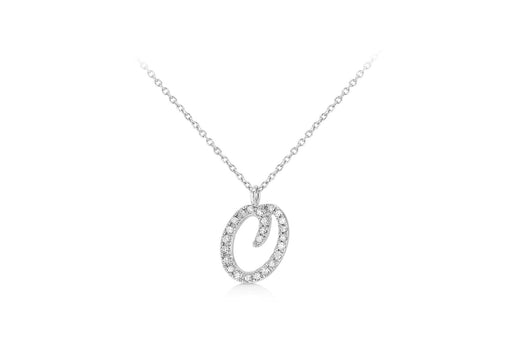 9ct White Gold 0.10ct Diamonds Set 'Initial O' Necklace