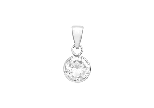 9ct White Gold 7mm Zirconia  Round Pendant