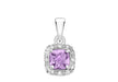 9ct White Gold 0.05t Diamond and ushion Cut Amethyst 8mm x 14mm Pendant