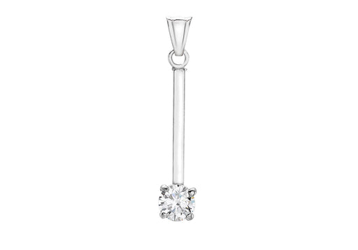 9ct White Gold Zirconia  and Bar Drop Pendant