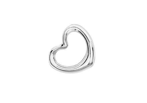 9ct White Gold 14mm x 12mm Heart Slider Pendant