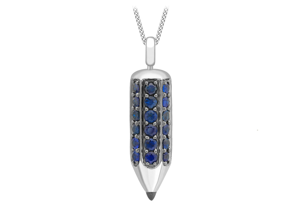 9ct White Gold Sapphire Penil Pendant